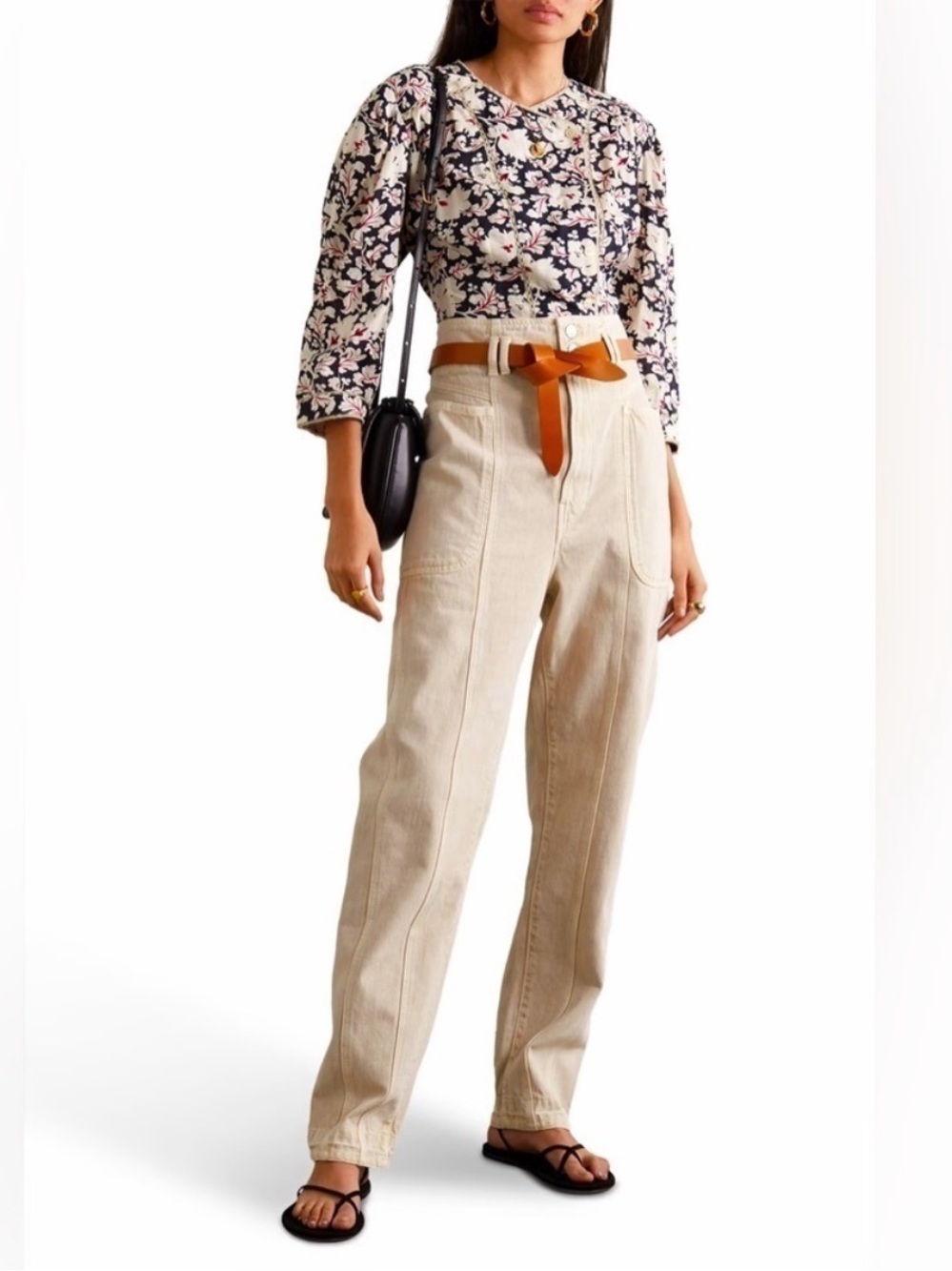 Isabel Marant Neutral Beige Straight-Leg High-Waist Jeans